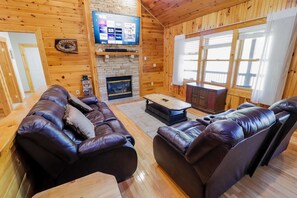 Télévision, cheminée, espaces bureaux