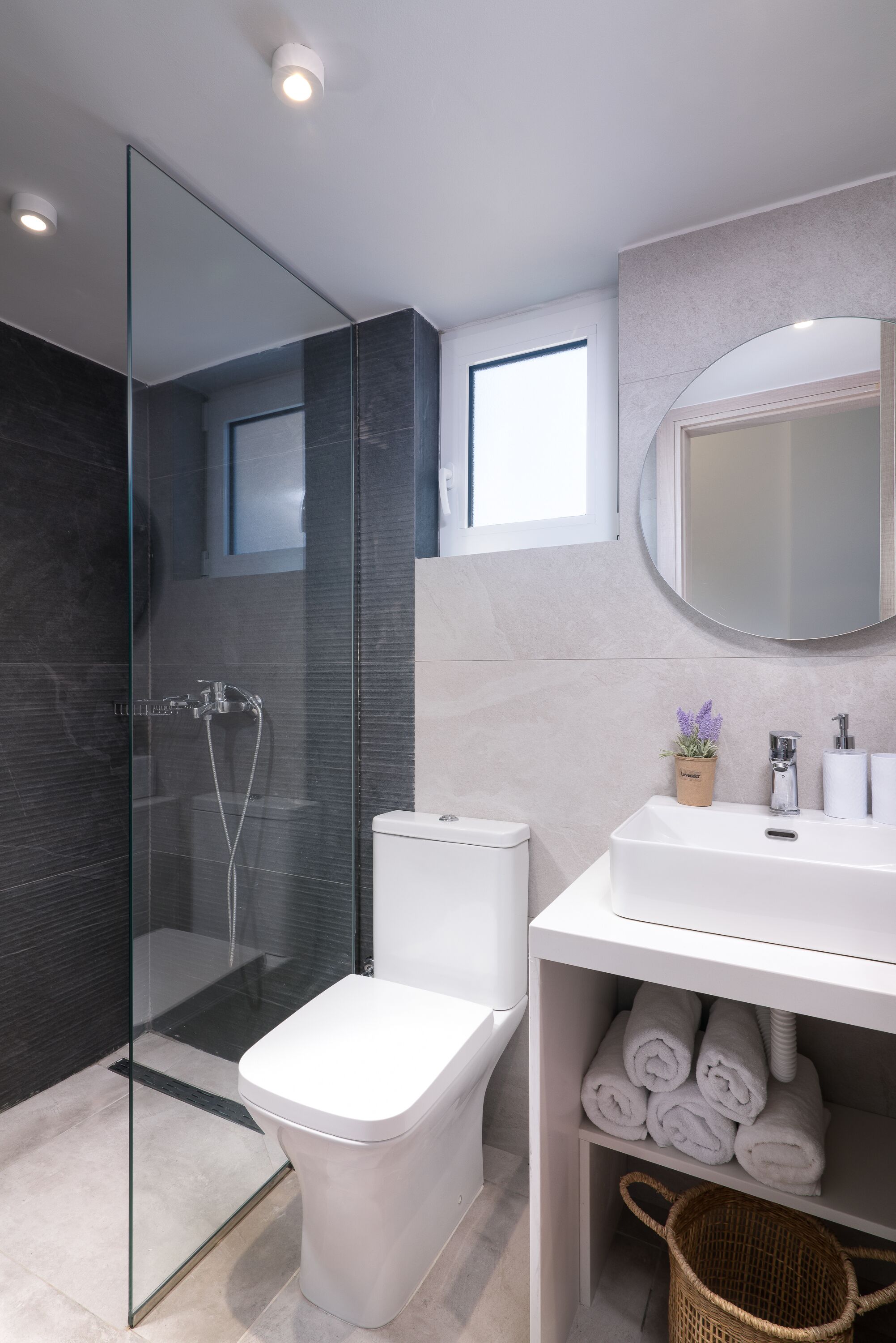Shower, free toiletries, hair dryer, bathrobes
