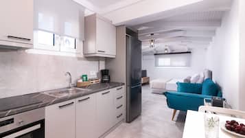 Junior Apartment, Terrace, Sea View | Private kitchen | Full-size fridge, oven, dishwasher, coffee/tea maker