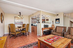 Interior - Fort Marcy 74 | Walk to Plaza | Kiva Fireplace | Full Kitchen | Hot Tub | Pool | 2 Levels (Santa Fe)