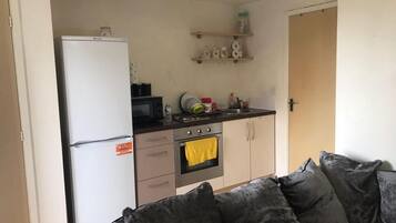 Apartment | Private kitchen | Fridge, microwave, oven, stovetop