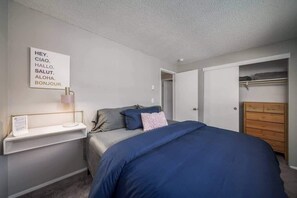 2 bedrooms, desk, iron/ironing board, travel cot