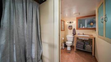 Ducha, secador de pelo y toallas