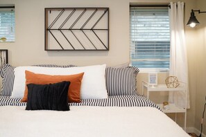 1 bedroom, desk, iron/ironing board, travel cot