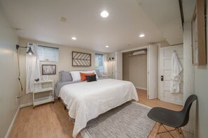 1 bedroom, desk, iron/ironing board, travel cot