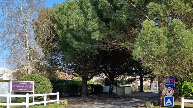 A road leading to a gated entrance with a sign for 'Le Chateau de l'Isle'. - Apartment 400m from the sea, 26" bicycles available (Dolus-d'Oléron)