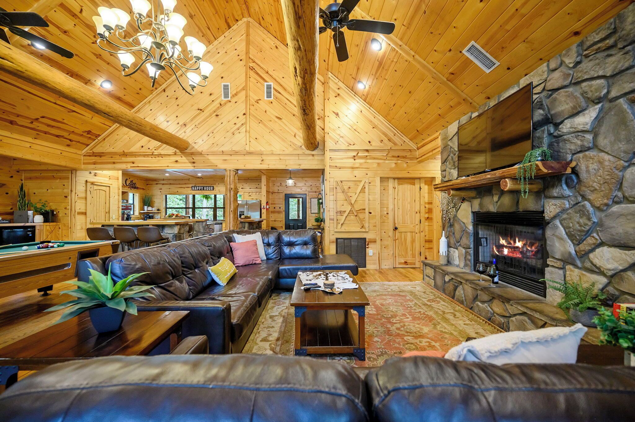 Smart TV, fireplace, video games, books