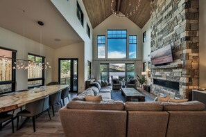 Smart TV, fireplace, video games, table football