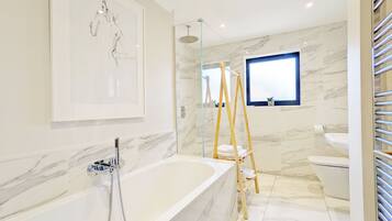 Bathtub, hair dryer