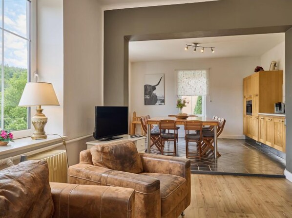 TV, fireplace