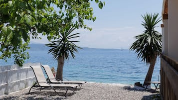 On the beach, white sand