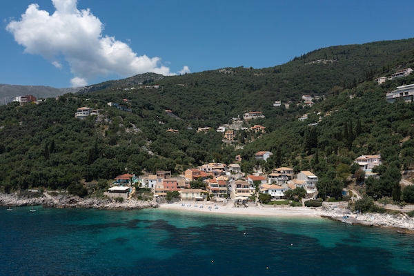 On the beach, white sand