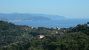 A coastal landscape with buildings nestled among trees, overlooking the sea. - Apartment 'Fattorialmare Gialla' with Sea View, Shared Terrace & Wi-Fi (Camogli)
