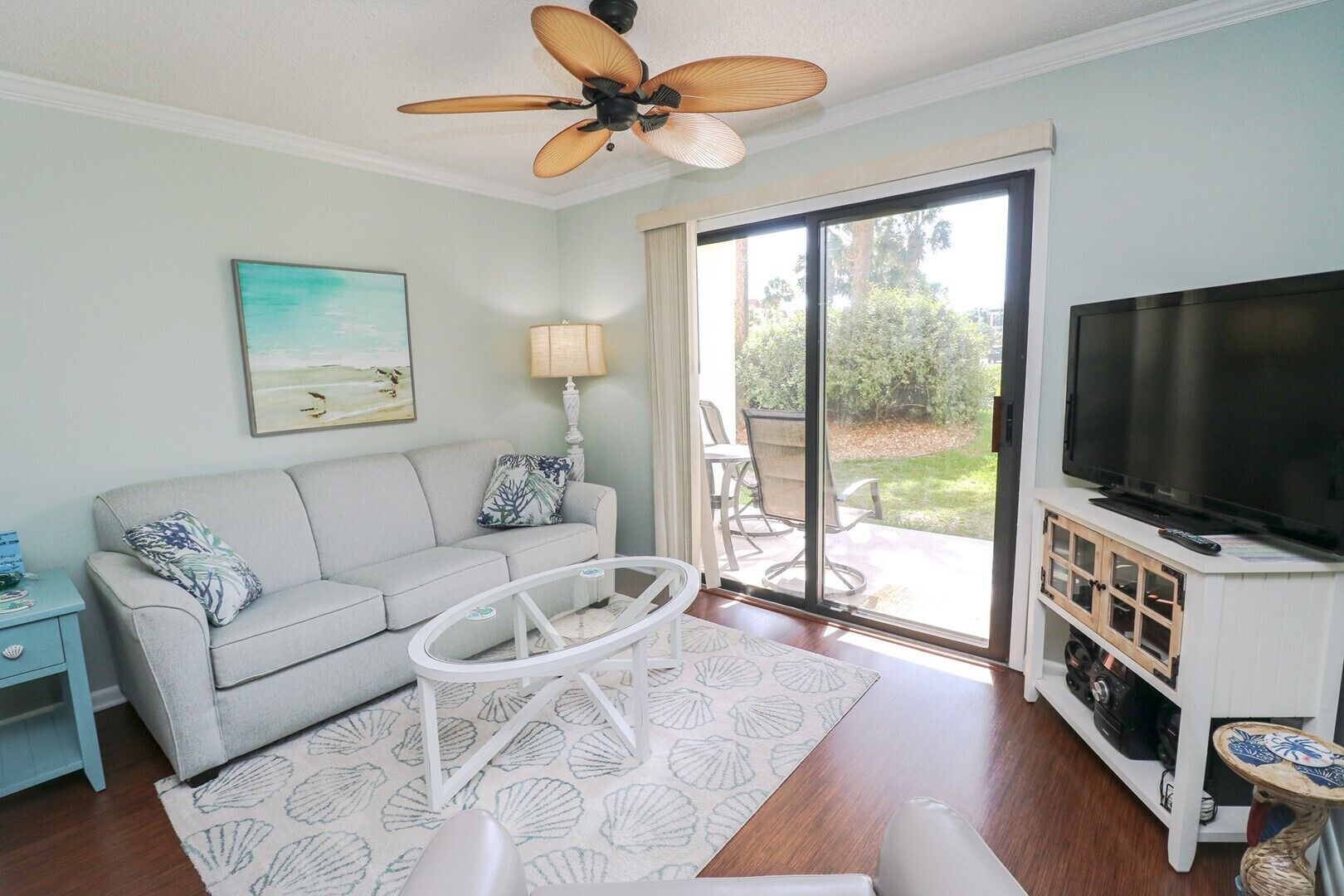 Televisión, reproductor de DVD, libros