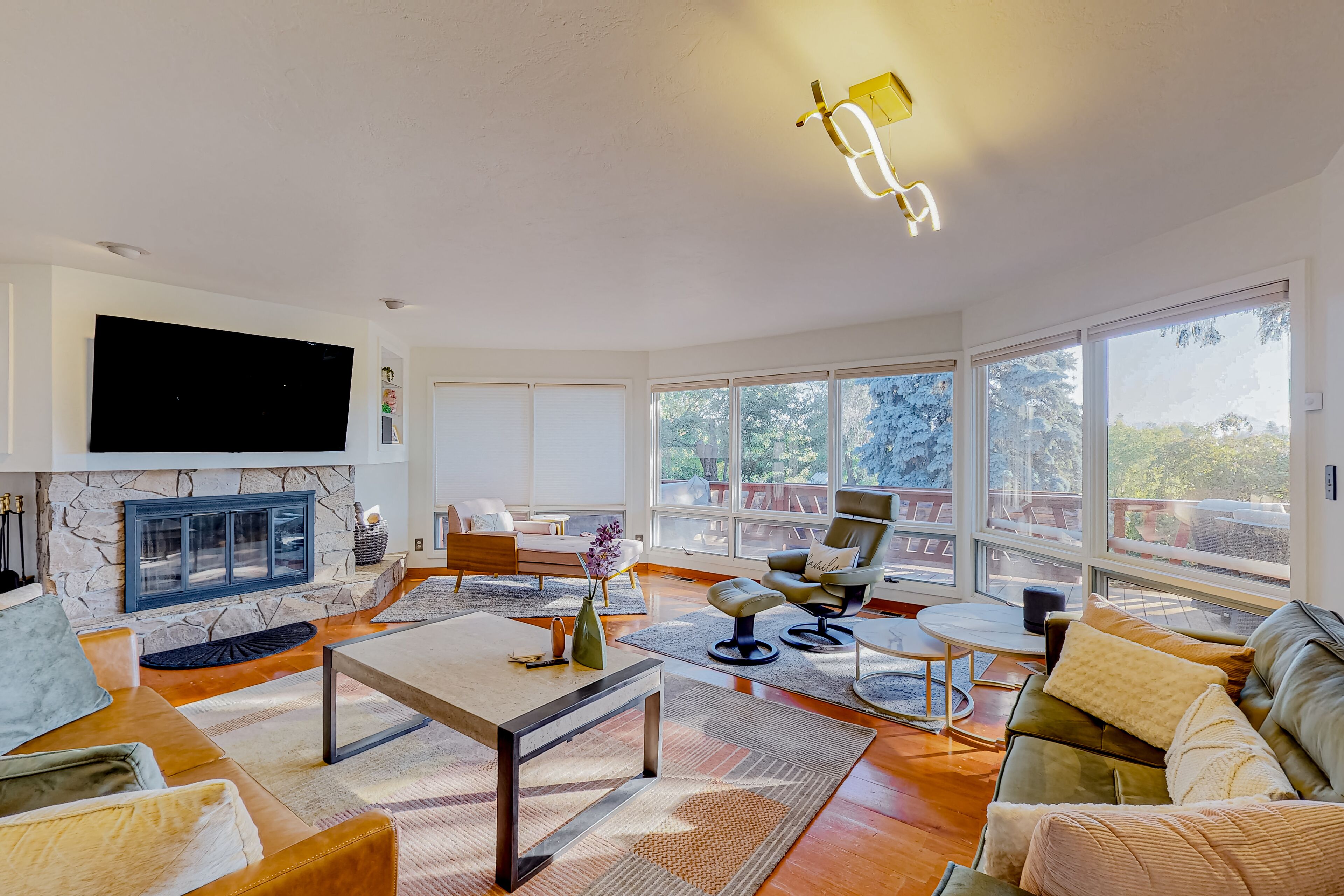 Dog-friendly home with great deck, firepit & fireplace - walk to shops & dining