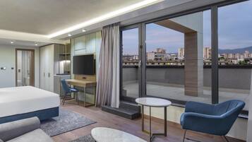 Premium bedding, memory-foam beds, minibar, in-room safe