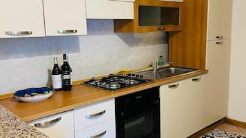 Fridge, oven, stovetop, coffee/tea maker