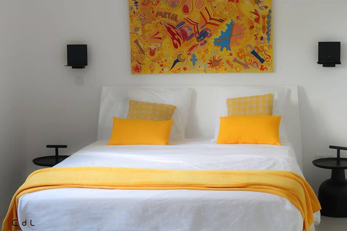 Phòng đôi có thiết kế đặc sắc, 1 giường cỡ queen, hiên, khu vực vườn | Bộ trải giường bằng vải cotton Ai Cập, bộ đồ giường cao cấp 