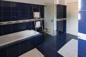 Combined shower/bathtub, hair dryer, bidet, towels - Monte Maria Pratas - A rural villa with lots of privacy. (Cajados)