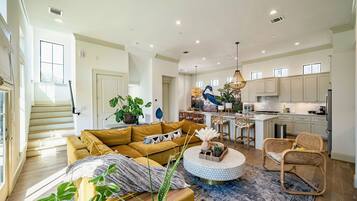 Smart TV, fireplace, video games