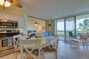 Condo, 1 King Bed with Sofa bed, Balcony, Beach View | Private kitchen | Fridge, microwave, oven, stovetop - Estero Beach Bliss (Fort Myers Beach)
