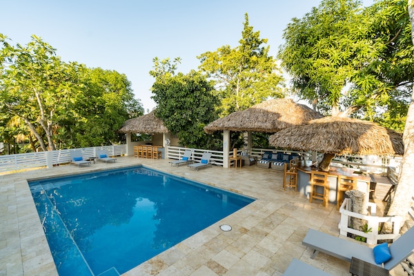 Outdoor pool, open 9:00 AM to 7:00 PM, pool loungers