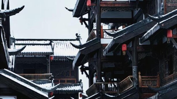 A traditional multi-story building with wooden balconies and railings. - Zhijin Shancheng Hotel (Zhijin)
