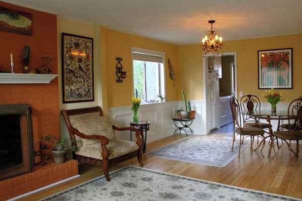Living area with fireplace