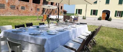 Outdoor banquet area