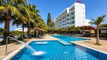 2 outdoor pools, pool umbrellas, sun loungers