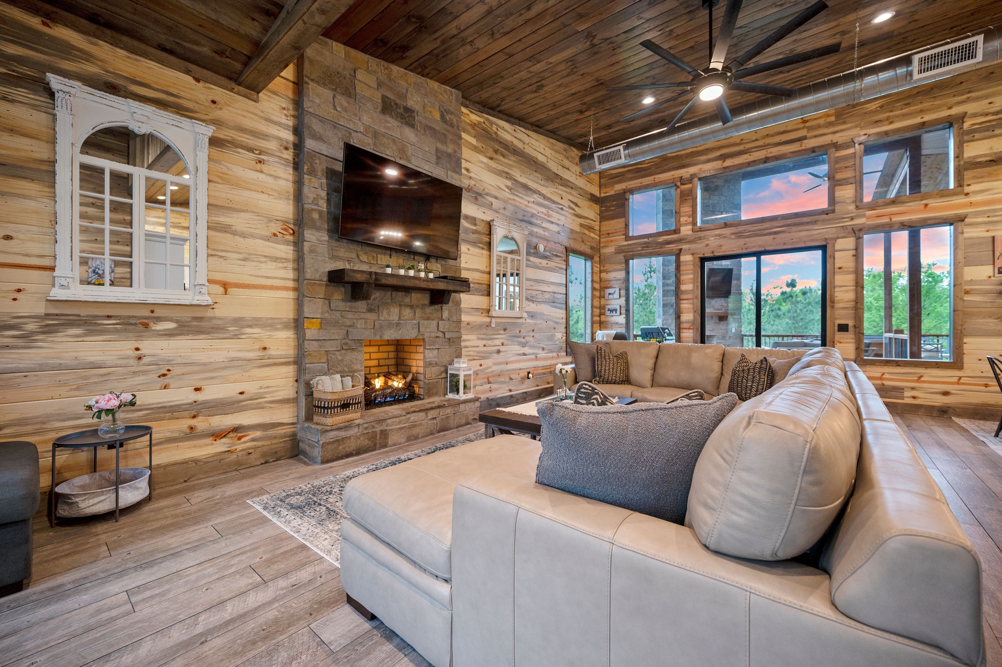 TV, fireplace, table football, ping pong