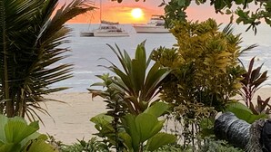 A sunset view with boats on the water, surrounded by tropical plants. - Family Comfort In Jamaica - Enjoy 7 Miles Of White Sand Beach! Villa by RedAwning (Negril)