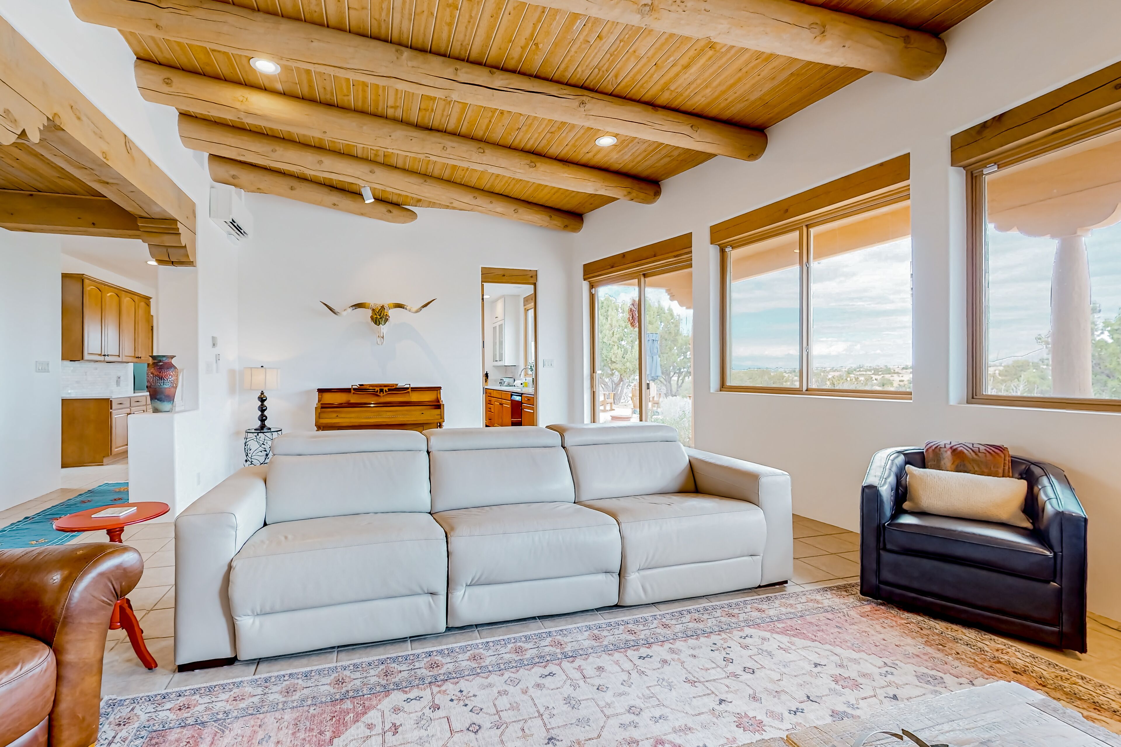 Idyllic mountain-view retreat with luxe interior & private sunset-view hot tub