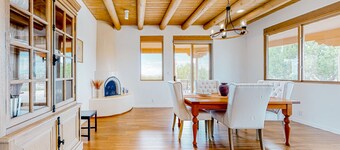 Idyllic mountain-view retreat with luxe interior & private sunset-view hot tub