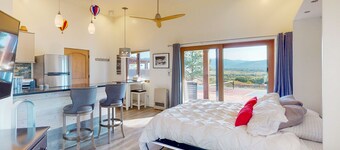 Mountain-view casita with hot tub, pickeball court, walking labyrinth & orchard