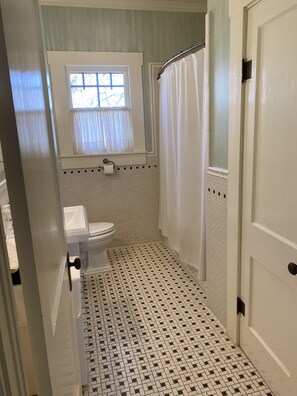 Combined shower/bathtub - Dog Friendly NO SMOKING Cottage 3 blocks from Main Street (Fredericksburg)