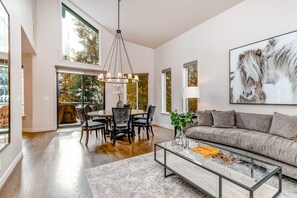 Televisión, chimenea y reproductor de DVD 