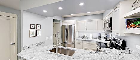 Fridge, microwave, oven, dishwasher