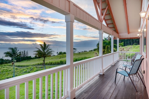 Spectacular two-story ocean-view home on two acres with covered lanai
