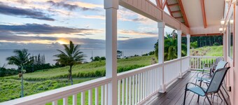 Spectacular two-story ocean-view home on two acres with covered lanai