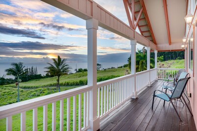 Spectacular two-story ocean-view home on two acres with covered lanai