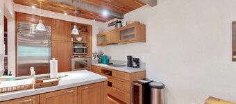 Modern mountain-view getaway w/ fireplace - walk to private ski locker by lifts