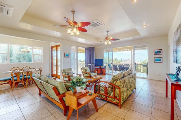 TV, DVD player, books