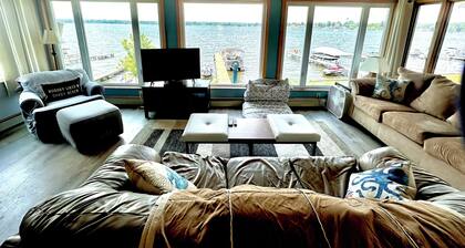 Spacious lakefront home with private dock and a panoramic view of Conneaut Lake.