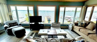 Spacious lakefront home with private dock and a panoramic view of Conneaut Lake.