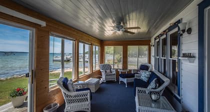 Dog-friendly and lakefront home with firepit close to restaurants and shops