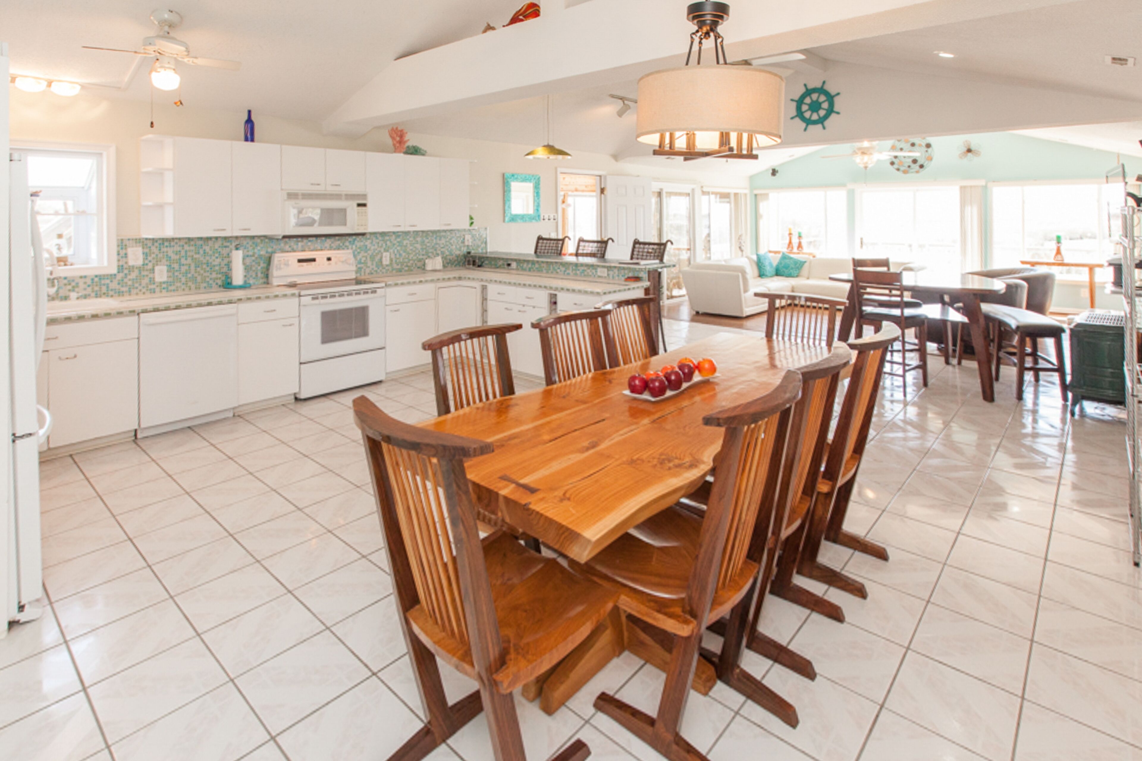 Beach-themed home on Back Bay - private pool, hot tub & sauna - walk to beach