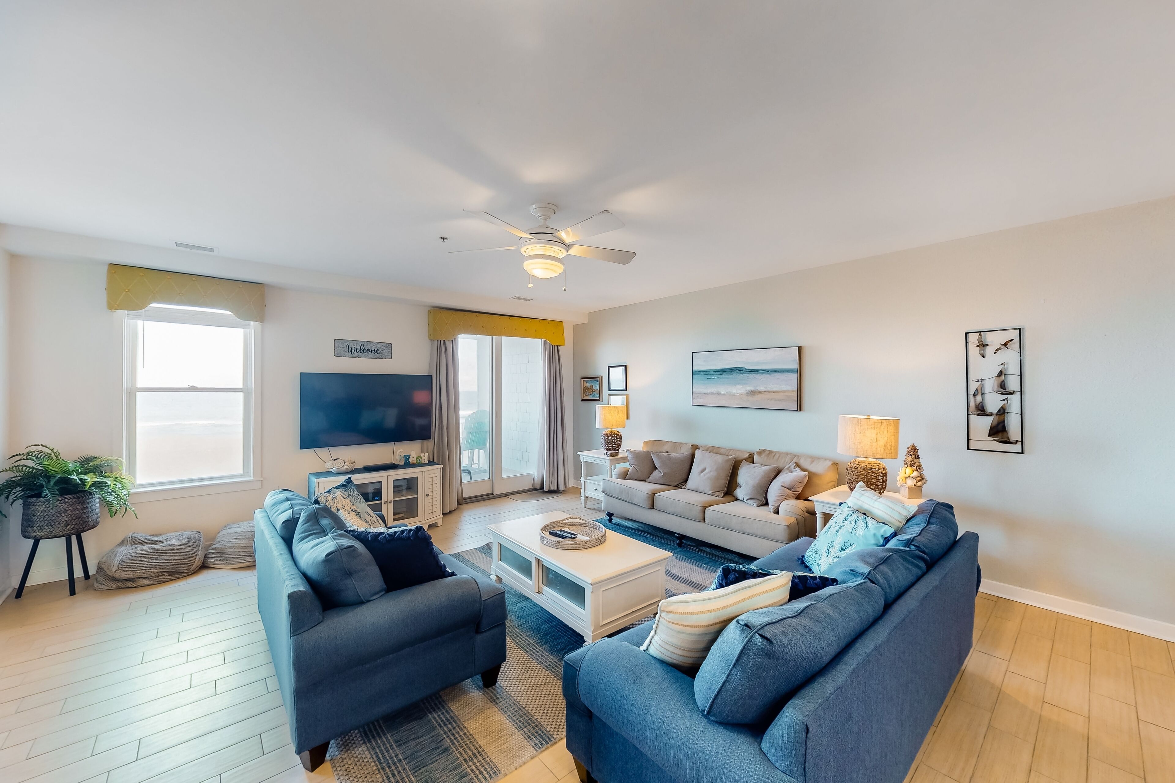 Oceanfront condo with 2 balconies, beach views, private W/D & on-site pool & gym