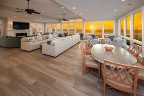 TV, fireplace, video games, table tennis