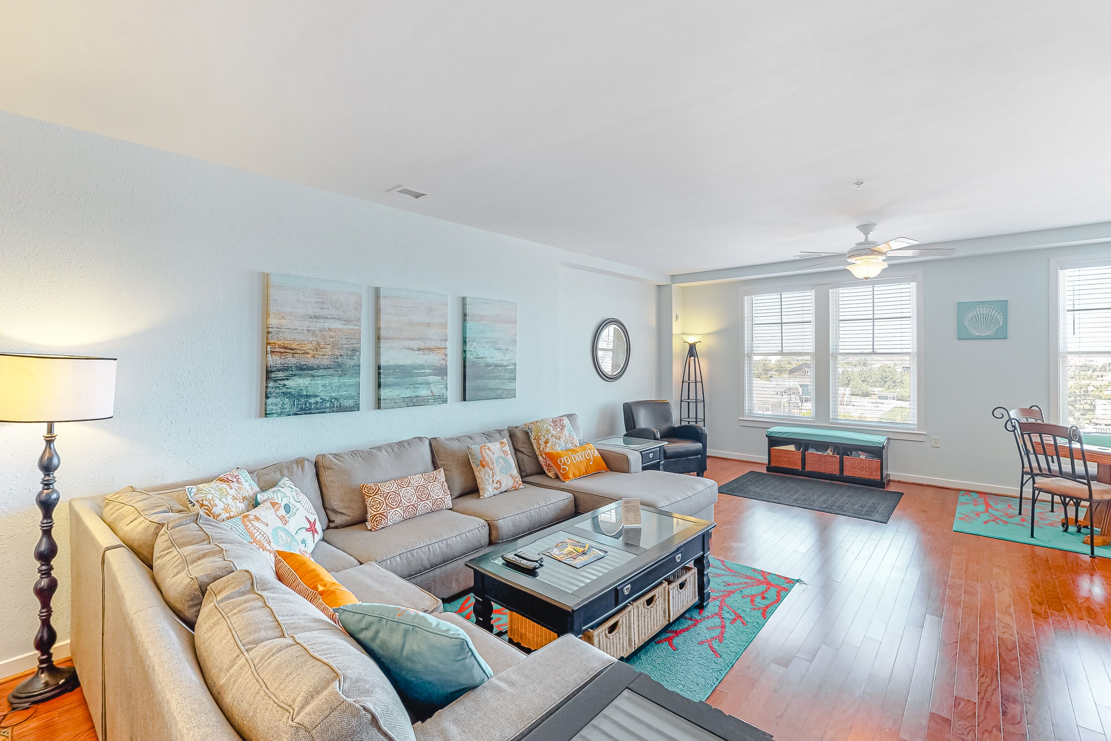 Amazing ocean & bay views from 3rd-floor condo with on-site pool & fitness center